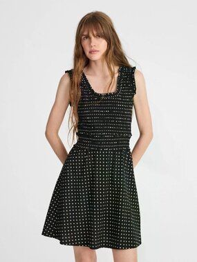 Madewell Ruffled Scoopneck Mini Dress in Dot